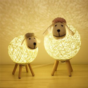 天然羊毛 LED USB電源 ランプ ラタン 編み インテリア 雑貨 テーブル ライト