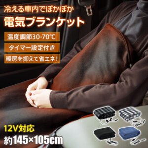 電気毛布 ブランケット 掛け敷き ひざ掛け 温度調節 車用 シガーソケット 12V 24V 電熱 ヒーター ホット 冬